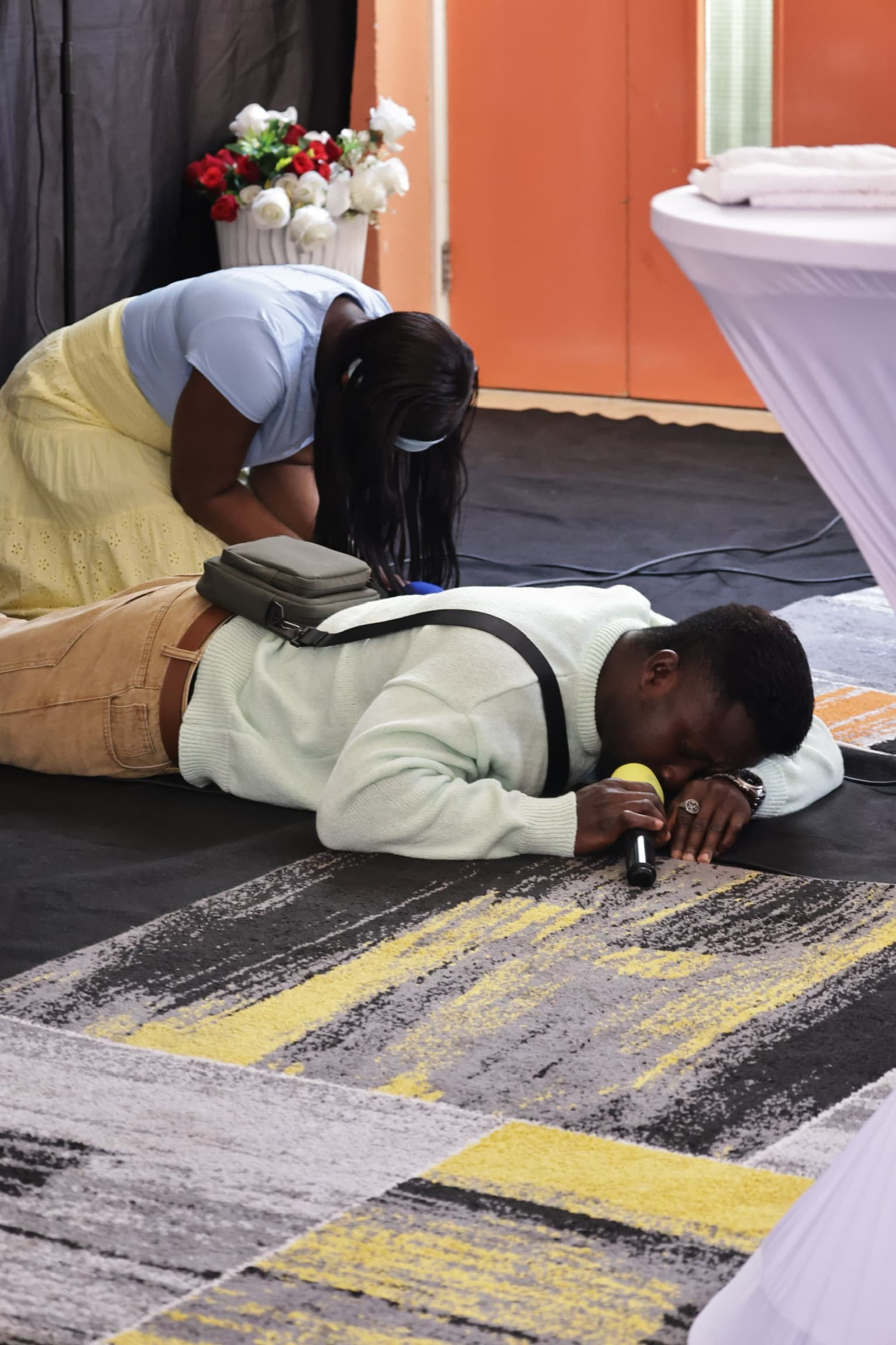 Praying together during a service